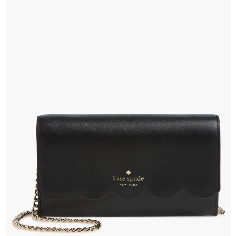Kate Spade Black Clutch with Gold Chain